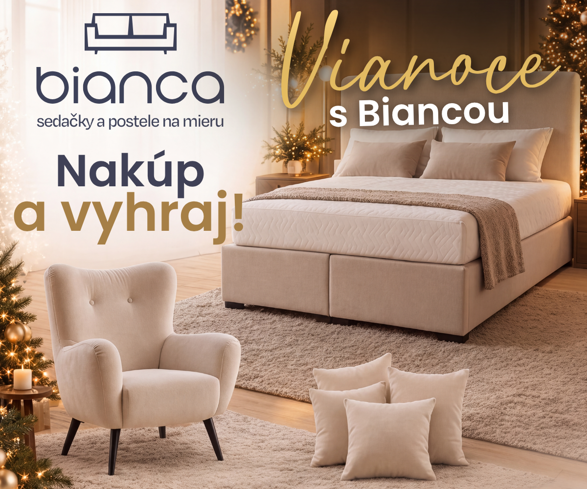 Vianoce s Biancou – Nakúp a vyhraj! Ilustračné zobrazenie výhier: posteľ, kreslo a dekoračné vankúše.